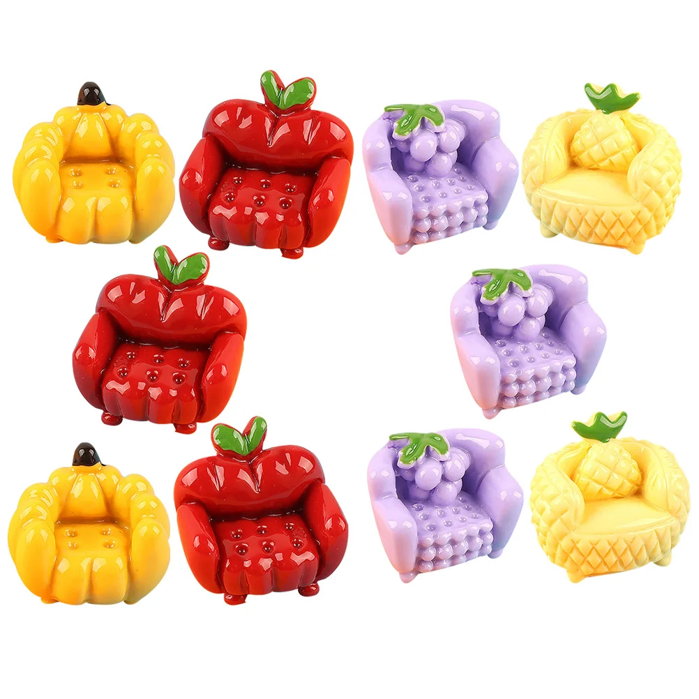 12 Uds Mini fruta sofá encanto resina Diy funda de teléfono decoración artesanía accesorios simulación sofá para Clip de pelo ornamento decoración de la casa
