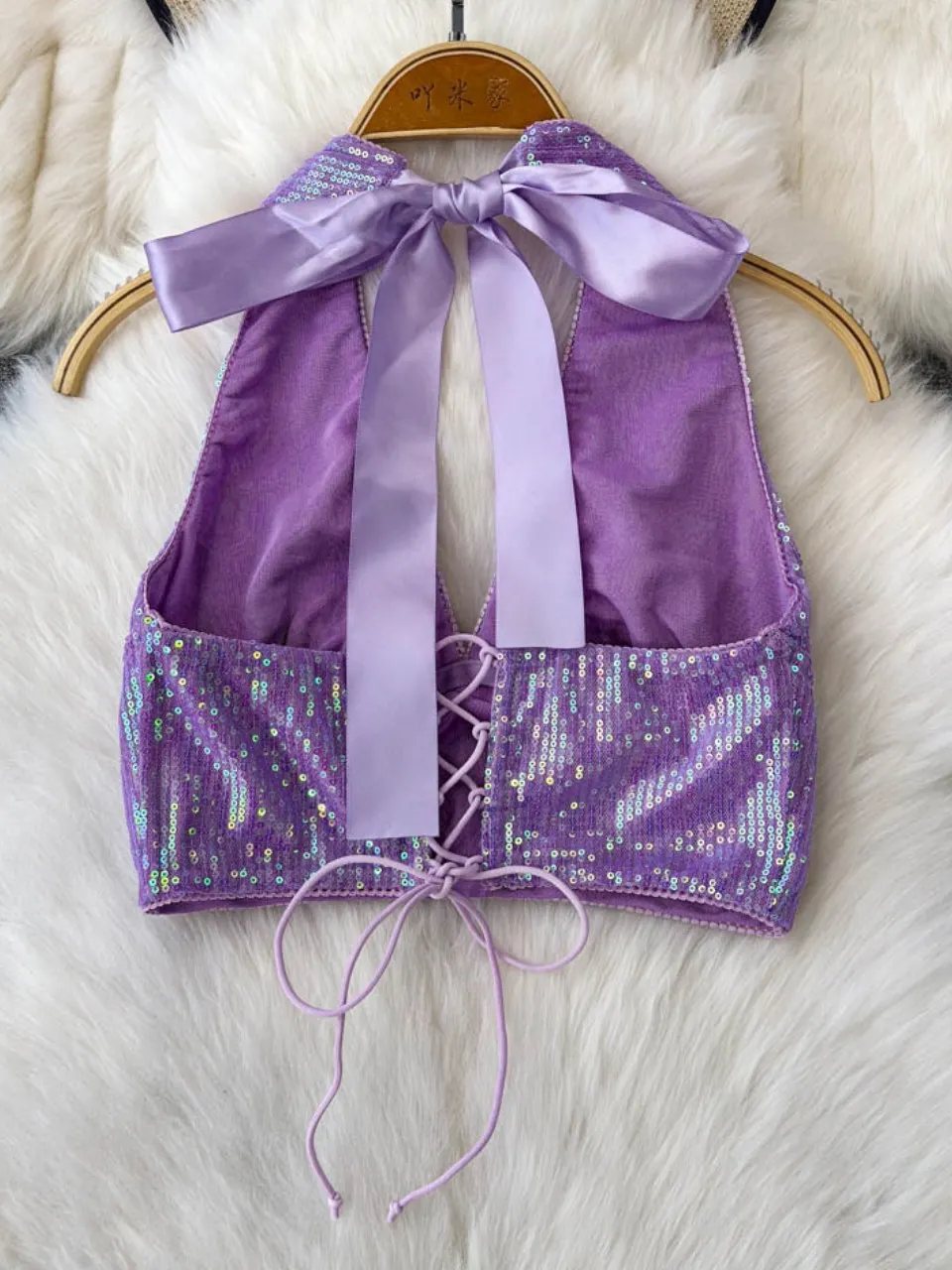 Foamlina americano quente sexy lantejoulas alças halter topo para palco noite clube festa menina y2k brilhante halter suspender colete camis