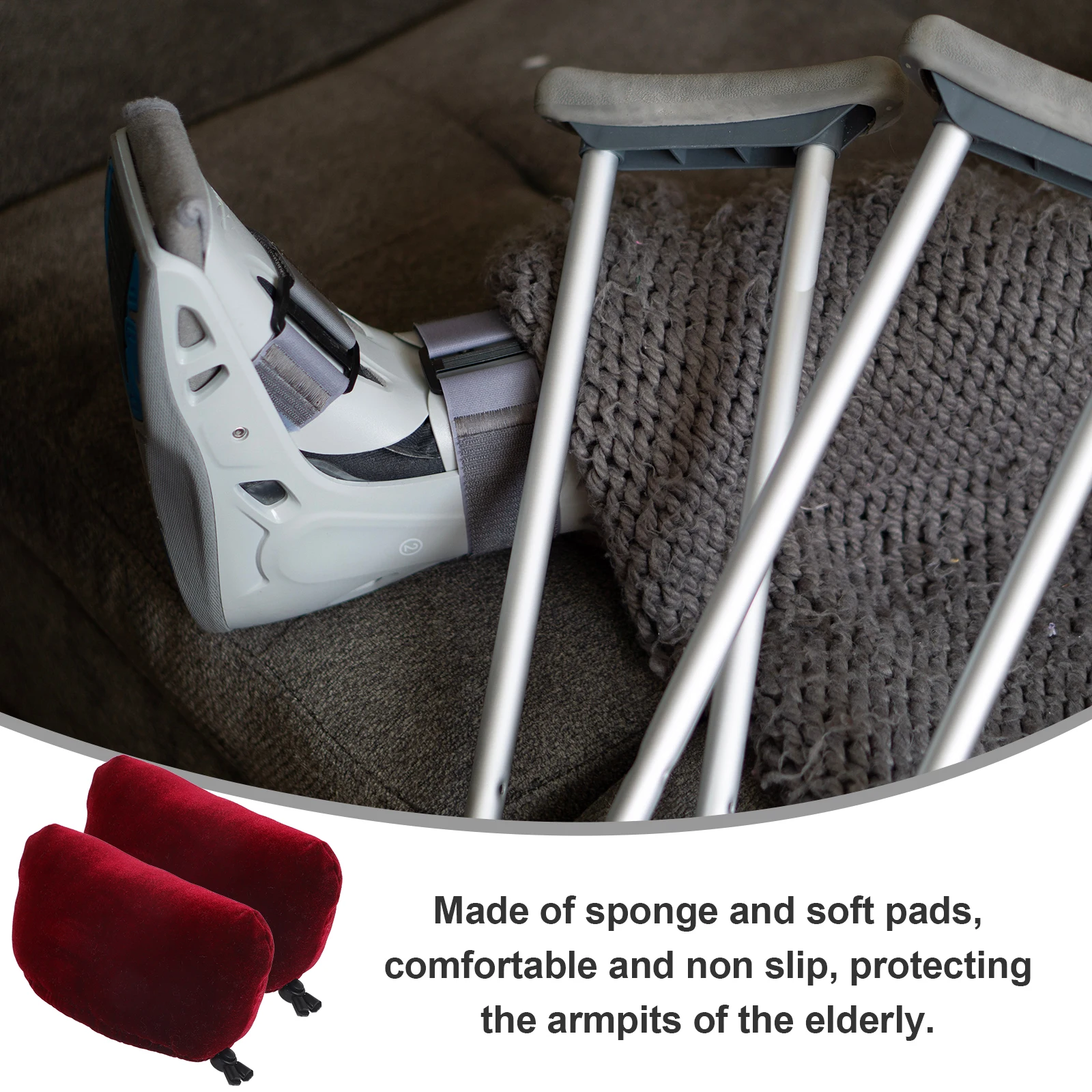 

1 Pair Replaceable Crutch Cushion Underarm Pad Soft Non-Slip Comfortable Lightweight Walking Aid Support Mat Padded Accessory