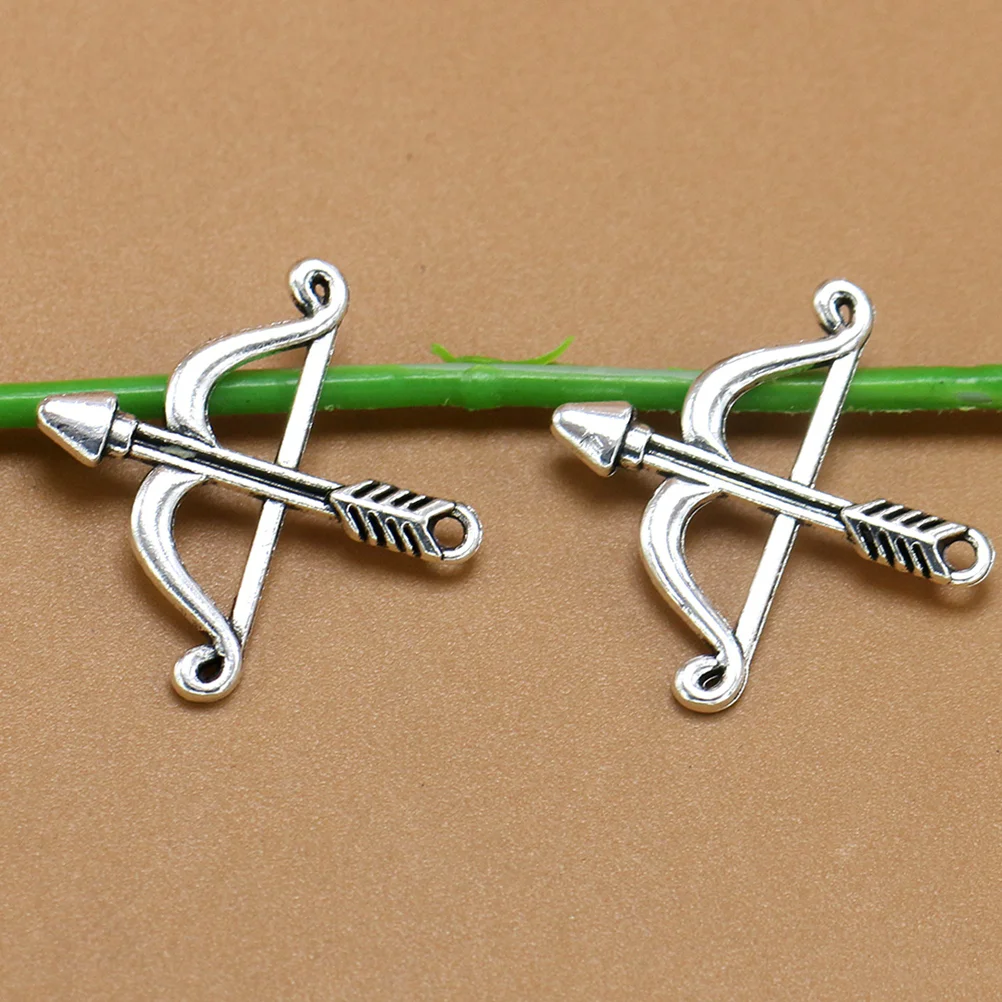 20pcs Alloy Bow and Arrow Pendant Delicate Charms DIY Jewelry Making Accessories for Necklace Bracelet ( Silver)