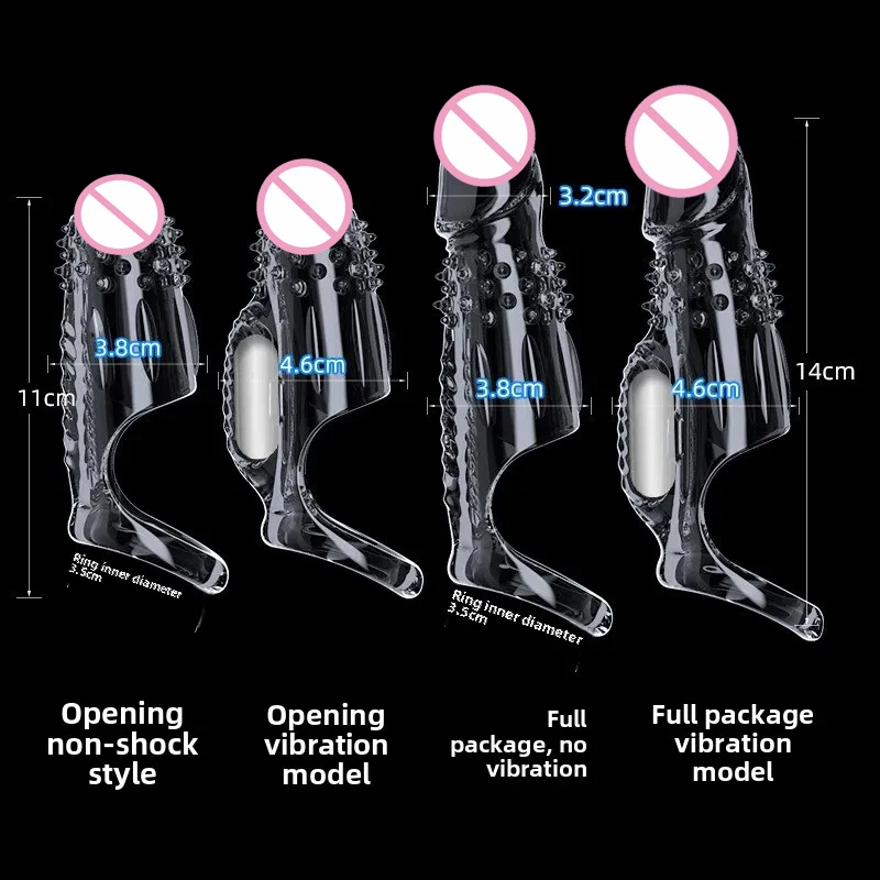 ملحقات كم القضيب الواقي الذكري توسيع الذكور تأخير الهزاز البظر مدلك خاتم الديك تهتز غطاء القضيب الجنس لعب للرجال #6