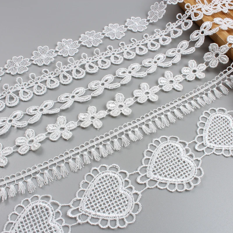 2Yards/Lot Soluble White Lace Crafts Ribbon Diy Wedding Dress Skirt Edge Wrapping Jewelry Trims Accessories Fabric For Sewing