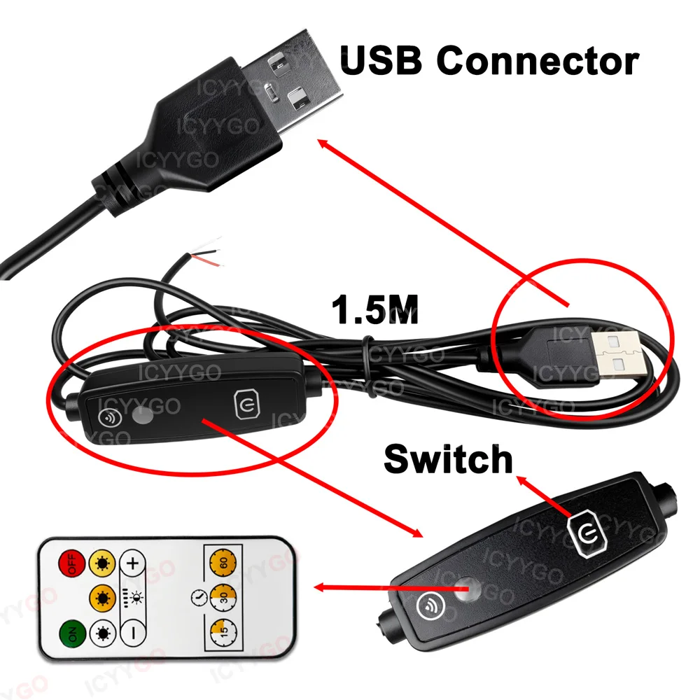 6W 9W 10W 18W 20W DC 5V USB LED Light Board 2835 Chip 3-Color Remote Control Dimming USB Tablet Reading Light Switch Power Cord