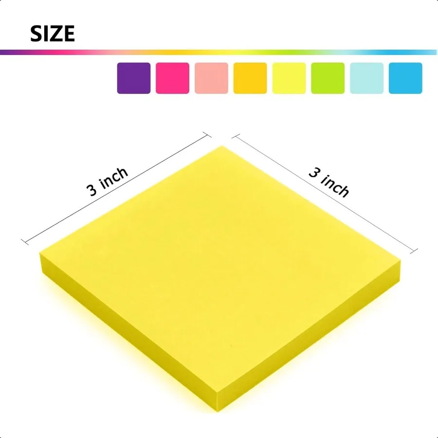 Sticky Notes 3x3 inch 8 Pads 82 Sheets pad Bright Colors SelfStick Note Pads Recyclable Sticky Pads Easy to Post for Home Offic