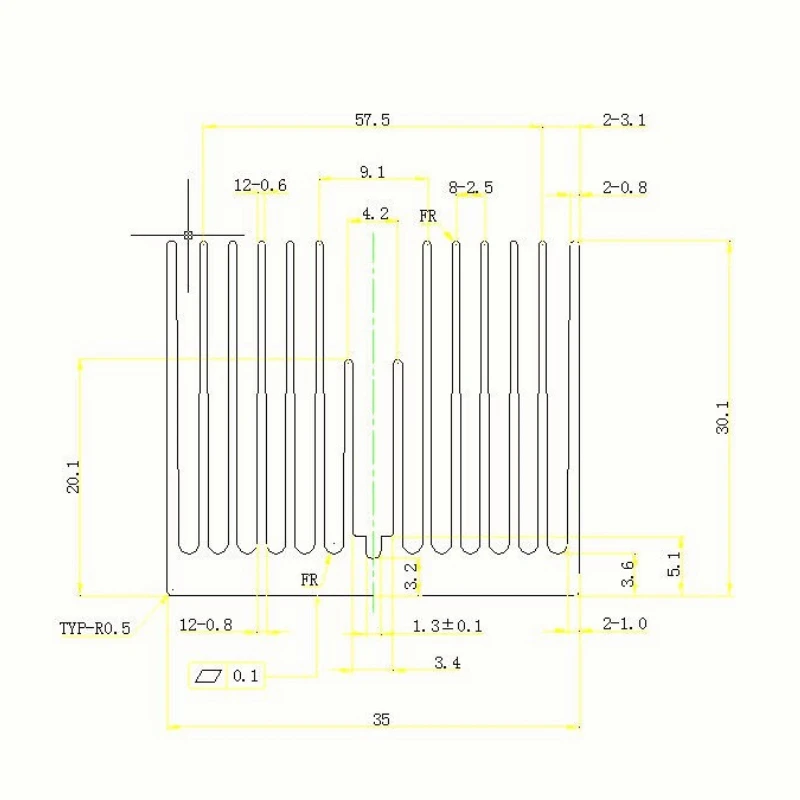 High-Density Fin Aluminum Heatsink for Amplifier, PCB Motherboard & CPU Cooling, Aluminum Profile Heatsink 35×30×100mm