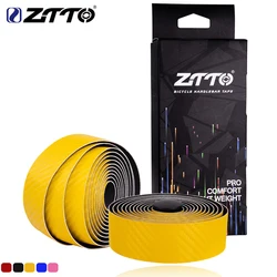 ZTTO Road Bike Handlebar Carbon Fiber Pattern Bar Tapes EVA PU Tape Anti-slip Shock Straps Soft Cycling Damping With 2 Bar Plugs