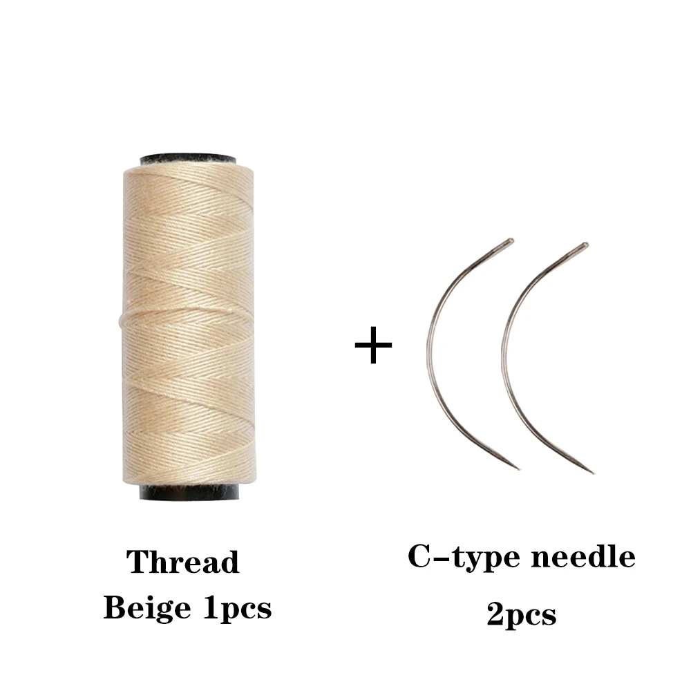 C Vorm Gebogen Naalden En Draad Voor Hair Extensions Haar Inslag Naaien Gereedschap 60Meter Haar Weven Draad Pruik Accessoires gereedschap