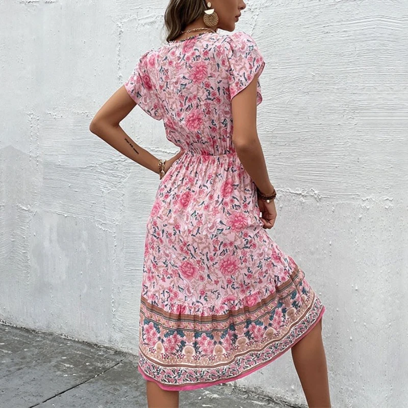 Elegant Sexy V-neck Women's Su - đánh giá và giá Sundress Midi Floral
