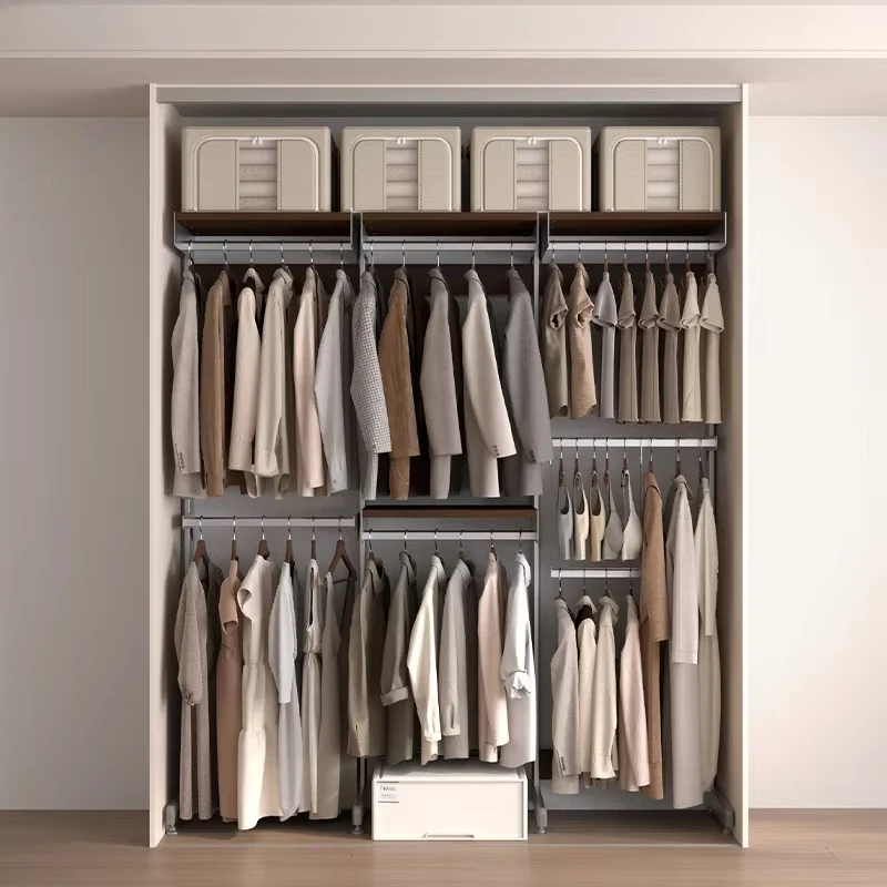 Open Modern DIY Steel Frame Collapsible Adjustable Hanging Space-Saving Durable Wardrobe Large Capacity Easy Assembly Villa