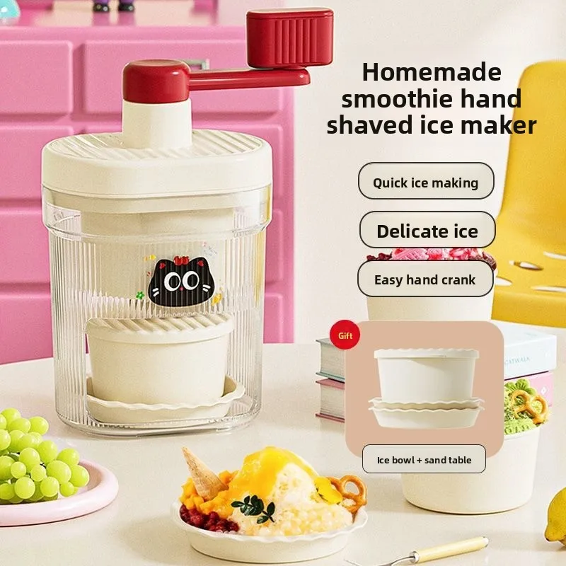 수동식 미니 내구성 수동 소형 빙수 기계 핸드 크랭크 얼음 분쇄기 이동식 가정용 아이스크림 도구