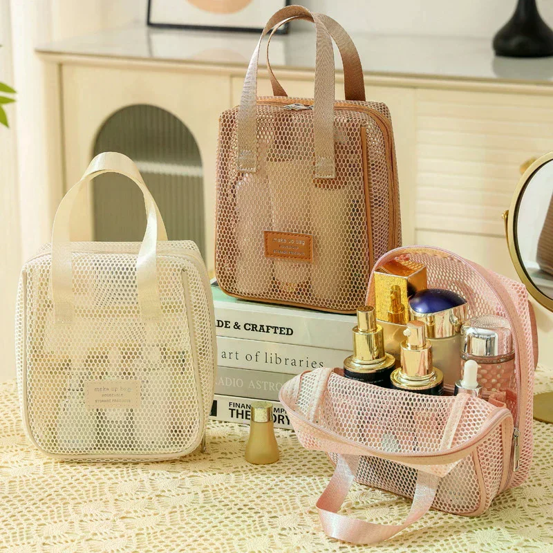 Mesh Makeup Toiletry Storage Bag Handbags Portable Travel Washing Body Shower Tools Organizer Hanging Cosmetic Organizer Pouch