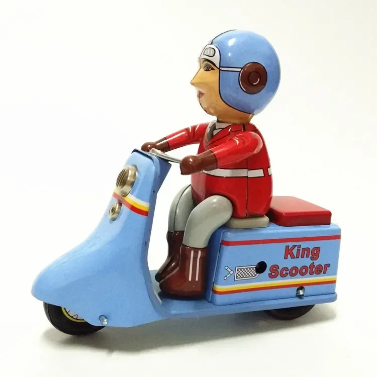 [Funny] Adult Collection Retro Wind up toy Metal Tin Courier King scooter motorcycle Mechanical Clockwork toy figures kids gift