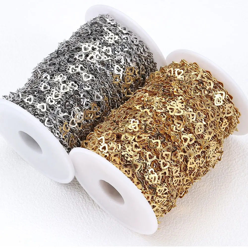 1 متر الفولاذ المقاوم للصدأ 5 مللي متر واسعة سلسلة القلب الجوف ل عقد دي اي واي سوار مجوهرات اكسسوارات