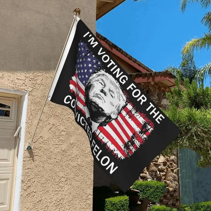 2024 Trump Garden Flag 3X5 Ft I'M Voting for The Convicted Felons Flag Decorative Trump Banner Sign for Indoor Outdoor Club