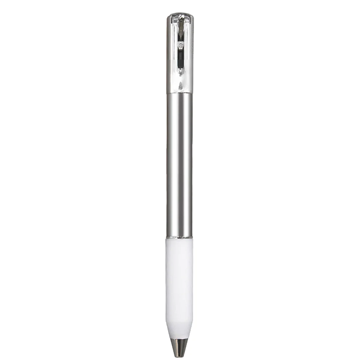 Geometric Metal Crinkle Pen Fidget, Stress Relief Metal Shape Shifting Switchpen, 0.5mm Retractable Gel Pen, Silver