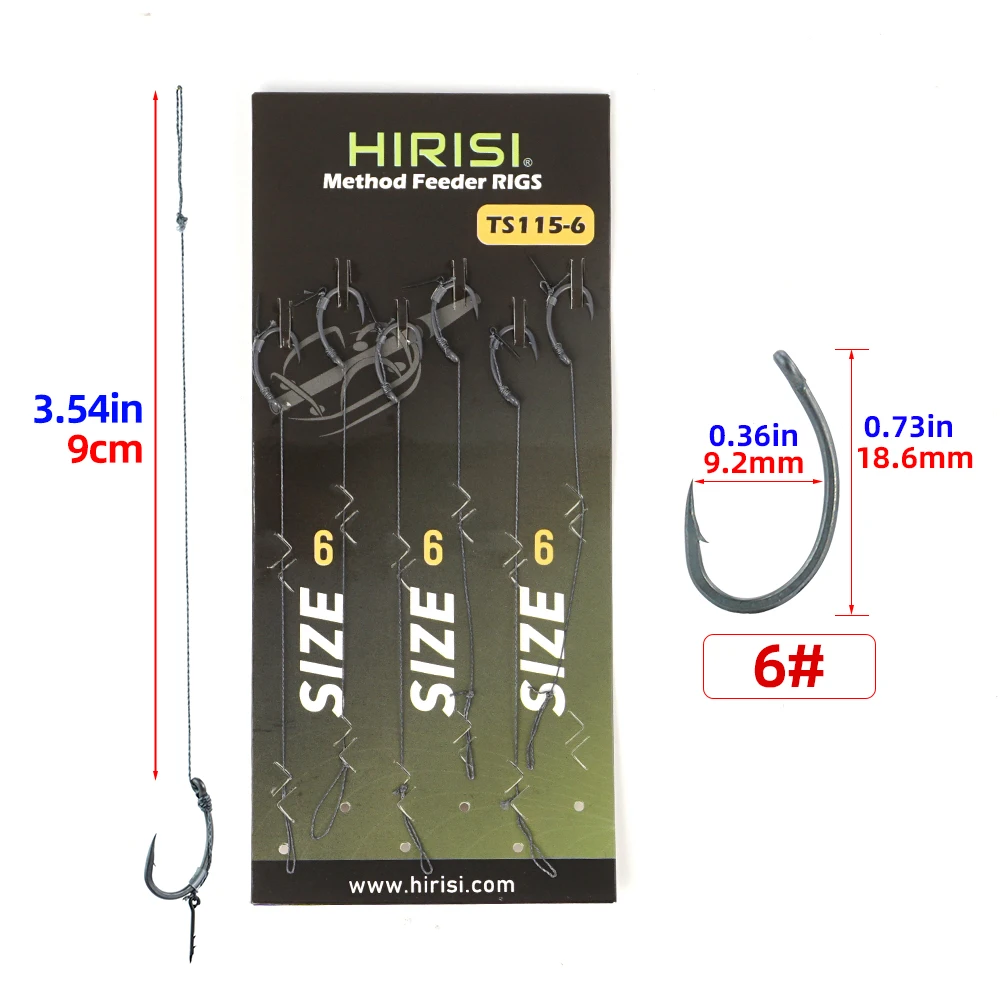 Hirisi 6 Stück Karpfenangeln Fertig Haken Link für Feeder Fishing Terminal Tackle Angelzubehör TS115