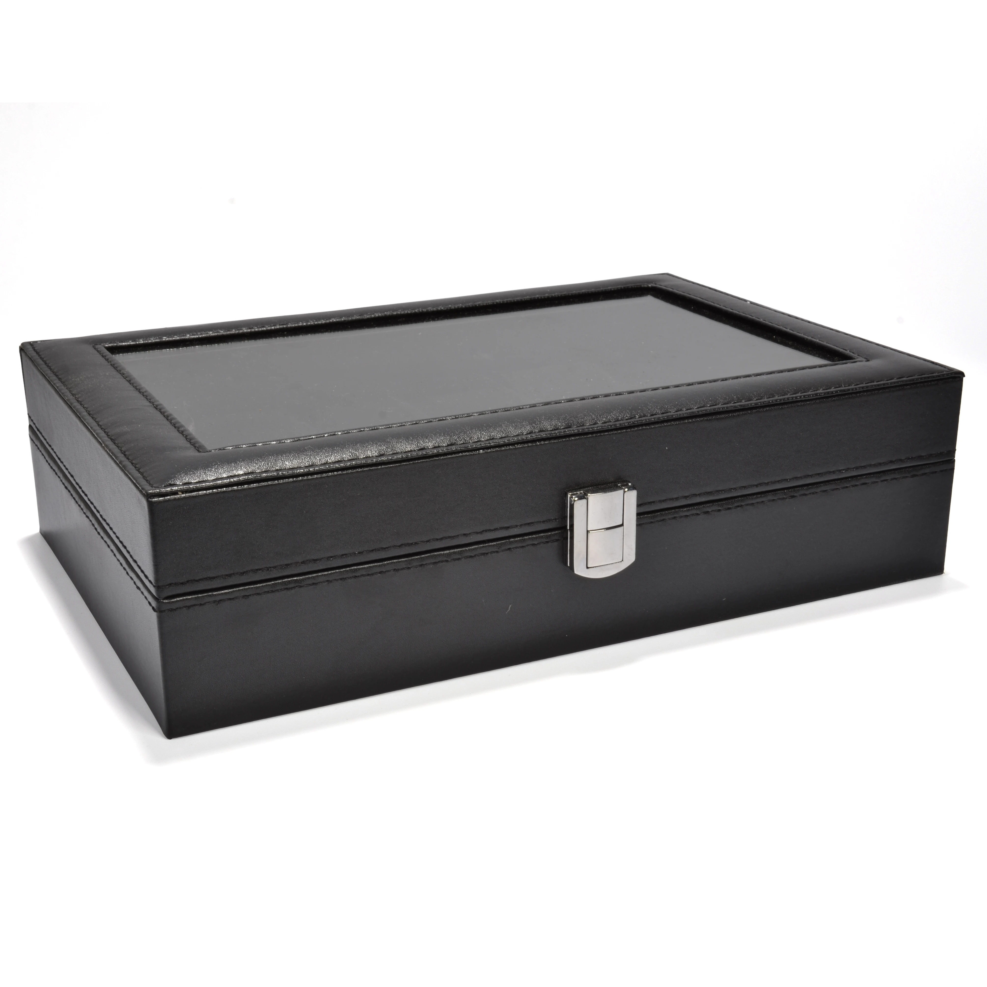 6/10/12’Girds Watch Box Black Leather Storage Case Watch Display Jewelry Box Watch Holder Organizer For Men Women Best Gifts