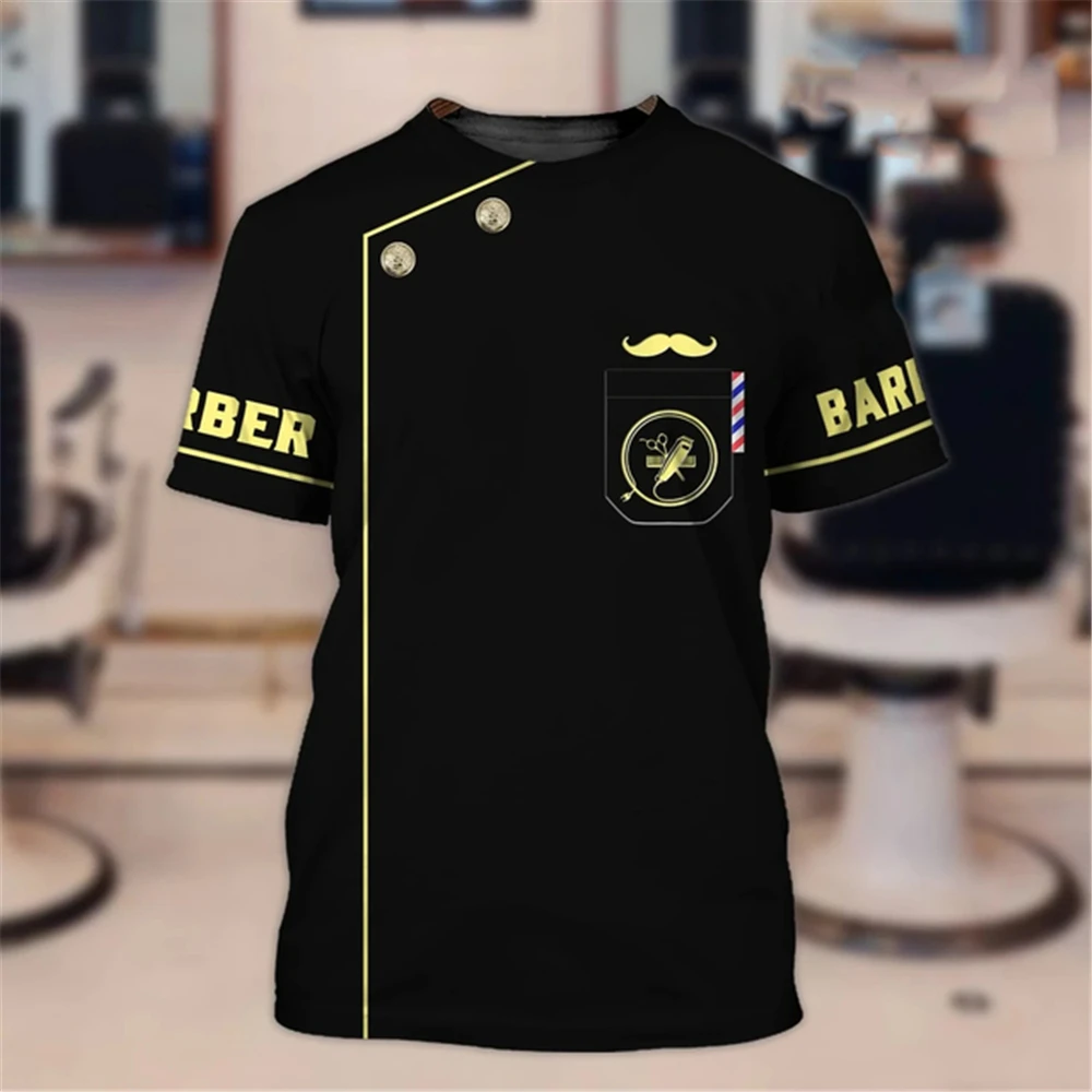 

Summer 3D Print Breathable Barber Work Clothes Can Customized Name Men Women Mesh O Neck T-shirt Casual Short Sleeve Man Tee