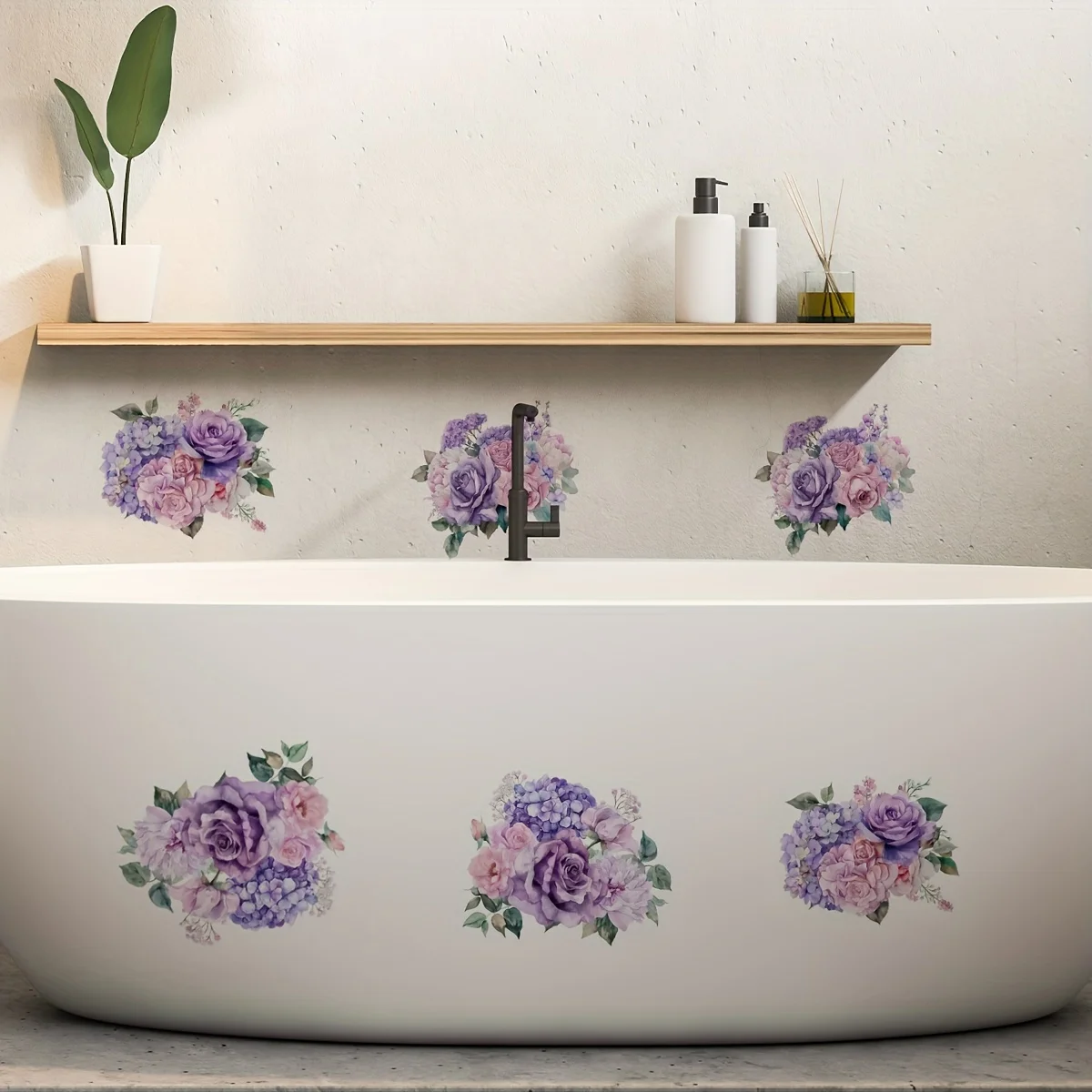 1PC multi-colour rosebud pattern waterproof non-slip self-adhesive bathroom bathroom decorative stickers wash basin stickers