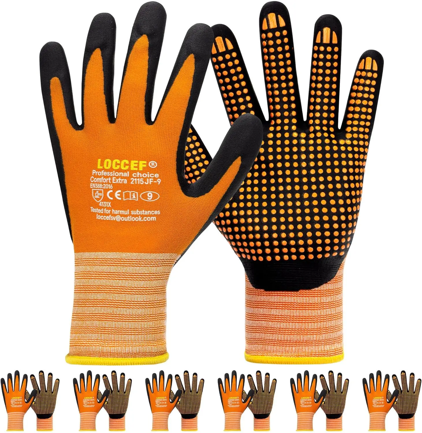 

MicroFoam Nitrile Coated Work Gloves, 6 Pairs, Seamless Knit Nylon with Tacky Dot Grip for Enhanced Durability
