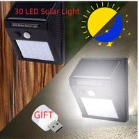 30 LED Solar Light Motion Sensor Wall Light Outdoor Solar Lamp Waterproof Solar Powered Sunlight Street Lamp Garden Decor + Lamp