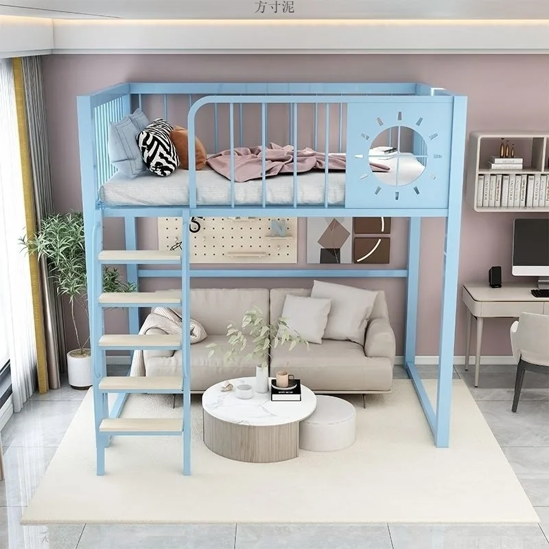 Multifunctional bed space-saving small apartment simple bed table duplex iron frame bed factory