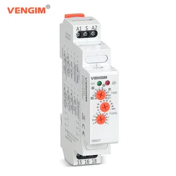 VENGIM 16A Multifunction Timer Relay 12V 24V 220V 230Volt AC DC with 10 Functions Din Rail Off Delay Time Relay