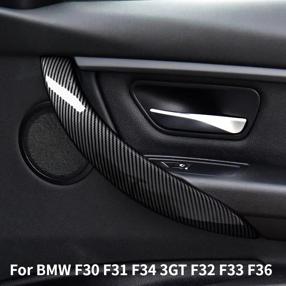 Car Upgrade For BMW F30 F31 F34 3GT F32 F33 F36 2012-2020 Door Handrail Panel Cover Trim Carbon Fiber ABS Sticker Accessories