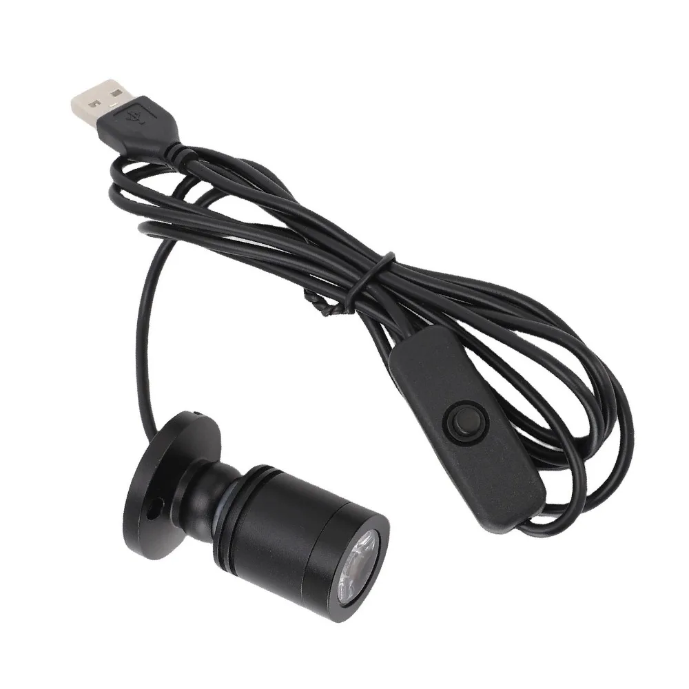 Mini 5V USB Powered LED Spotlight 1W Aluminum Alloy Spotlight 4.92ft Cable CRI 80+ LED Accent Light Shelves