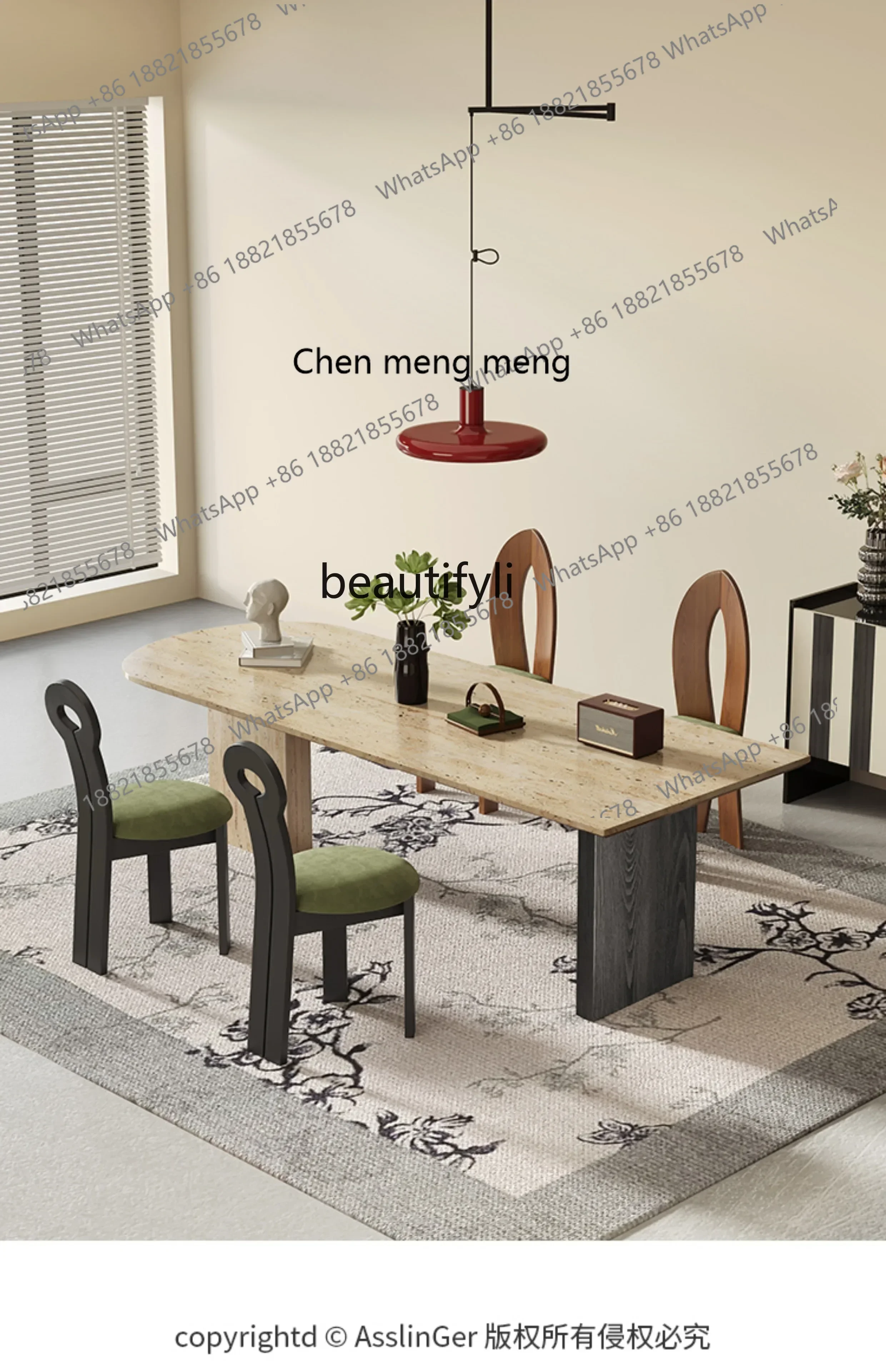 ss8350 Travertine dining table, marble dining table