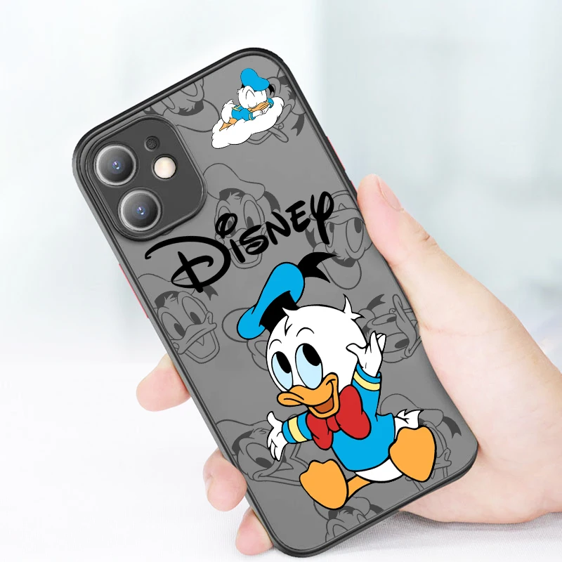 Disney Donald Duck Q-version For Apple iPhone 15 14 13 12 11 Mini XS XR X Pro MAX 8 7 Plus 2025 Frosted Translucent Phone Case