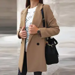 Abrigos de lana elegantes de longitud media para otoño e invierno, chaqueta de lana con solapa y botones dobles, chaquetas para mujer, gabardina coreana