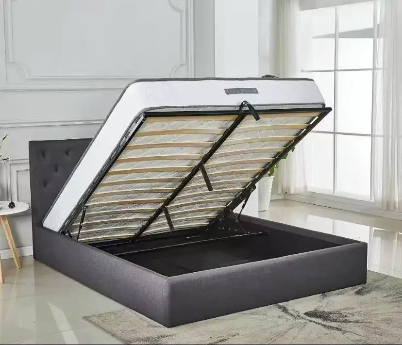 

Home Furniture Storage Bed Disassembled Upholstered Metal Bed Frame with Lifting Bracketspromote sales