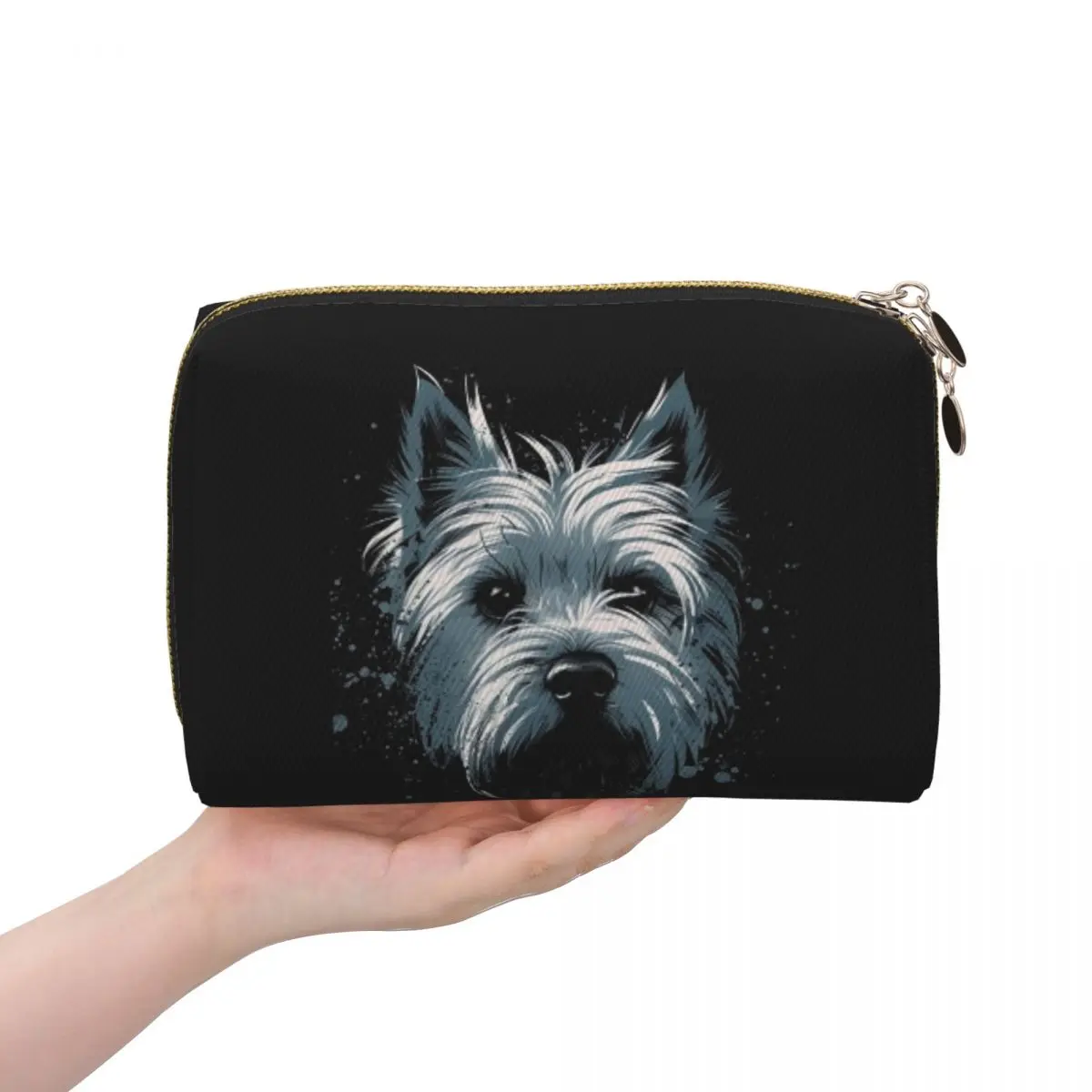 Westie Dog West Highland White Terrier Women Cosmetic Bag Travel Makeup Organizer Pouch Toiletry Storage Dopp Kit Box