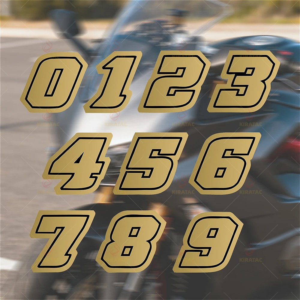 1pc Gold Motorrad Anzahl Aufkleber Wasserdicht für Motorrad Kraftstoff Tank Verkleidung Helm Auto Fenster Tür Roller Körper Vinyl Aufkleber