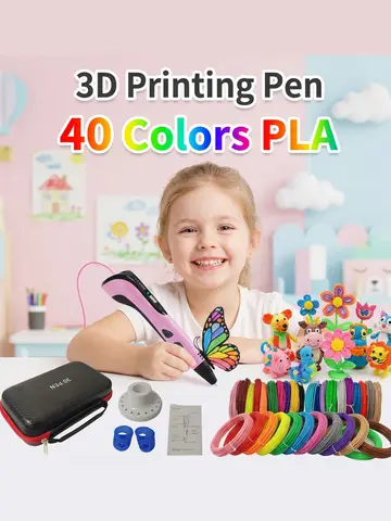 3D Pen Printing 3D Pen 3D Printing Pen Kids 40 Colors 1.75mm PLA Filament DIY Drawing for Children Boys Girls Birthday Gifts with Travel Case