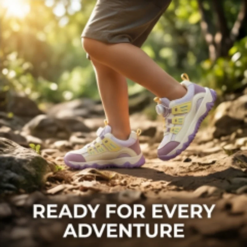 

Breathable Mesh Hiking Sneakers Rotary Buckle Non Slip Cushioned Sole Outdoor Walking Sports Shoes For Boys And Girls