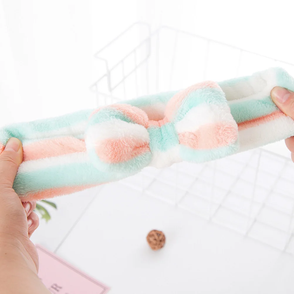 

6pcs Women'S Bow Flannel Headband For Makeup Spa Sweat Absorbing Hair Band Headbands Face Exercise Yoga