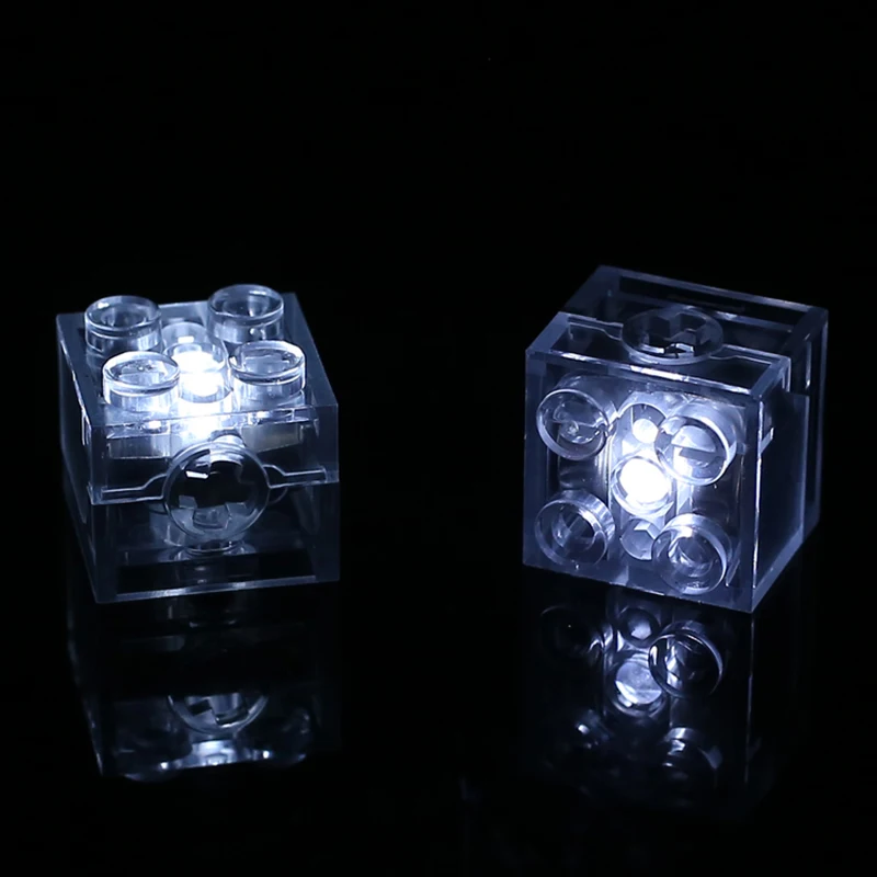 Small Granules 2x2 Square Building Block Light Accessories, Classic Transparent Coloured LED Light Building Block Set,