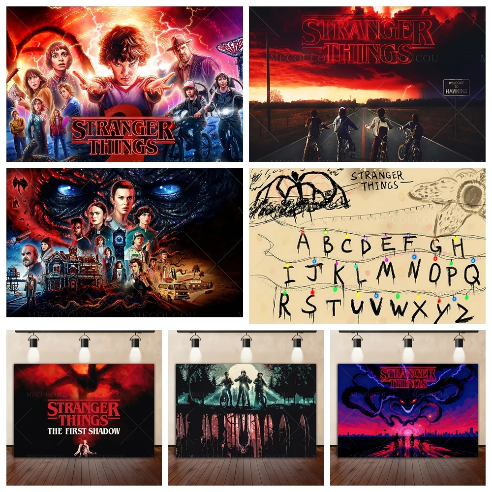

American Stranger Things Theme Backdrop Light Letter Series Banner Party Decoration Supplie Photography Background Prop Kid Gift
