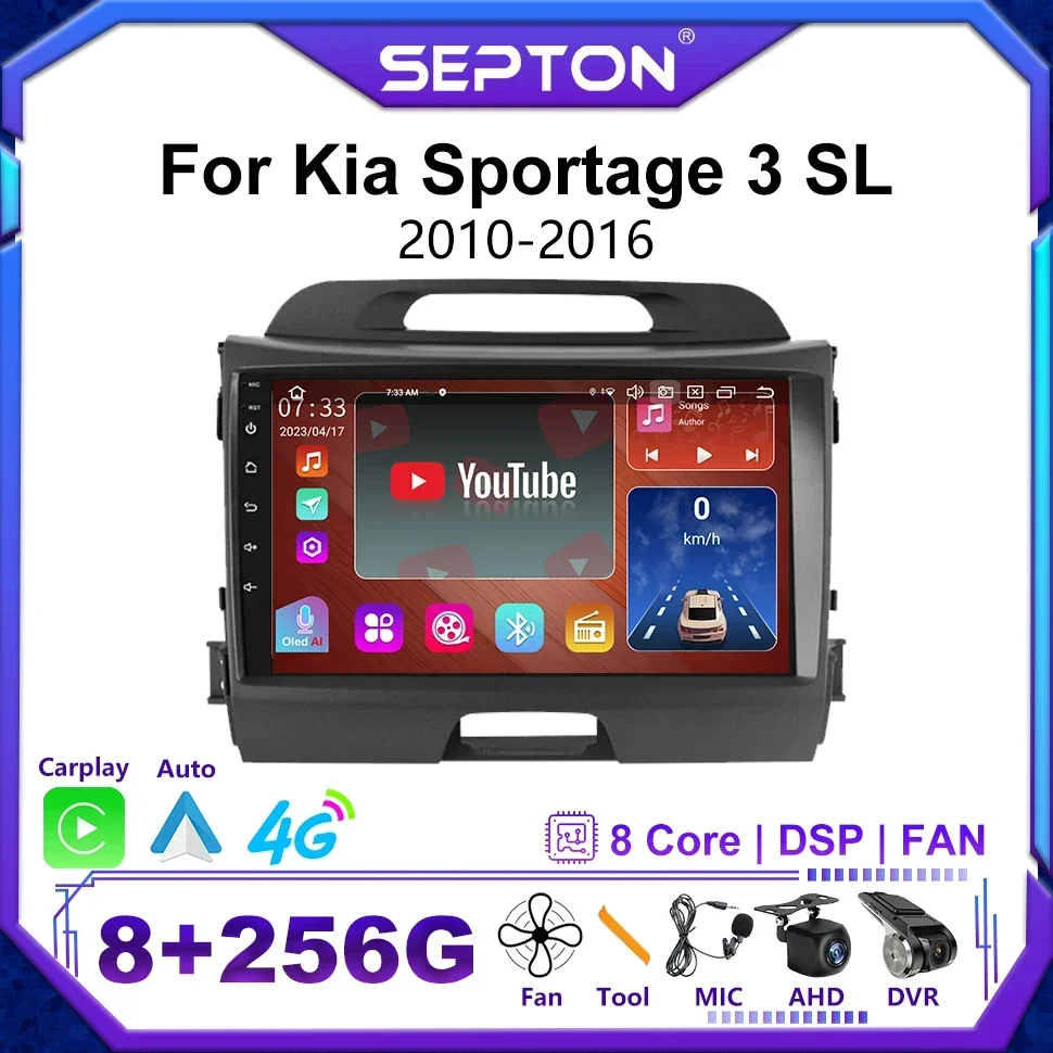 

SEPTON Android 12 Car Stereo Radio for Kia Sportage 3 SL 2010 - 2016 Multimedia Player Autoradio CarPlay Navi GPS 2Din HeadUnit