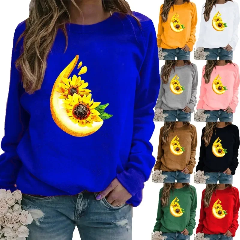 New Women's Long-sleeved Flower Print Casual Hoodie Multi-color Tops  Sweatshirt  Sweatshirts  Clothes  Streetwear Women