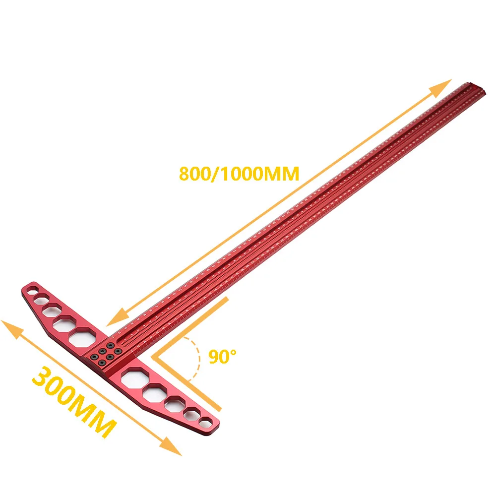 Suitable for 800/1000mm woodworking scribing ruler aluminum alloy T-shaped line drawing device, depth vernier measuring ruler