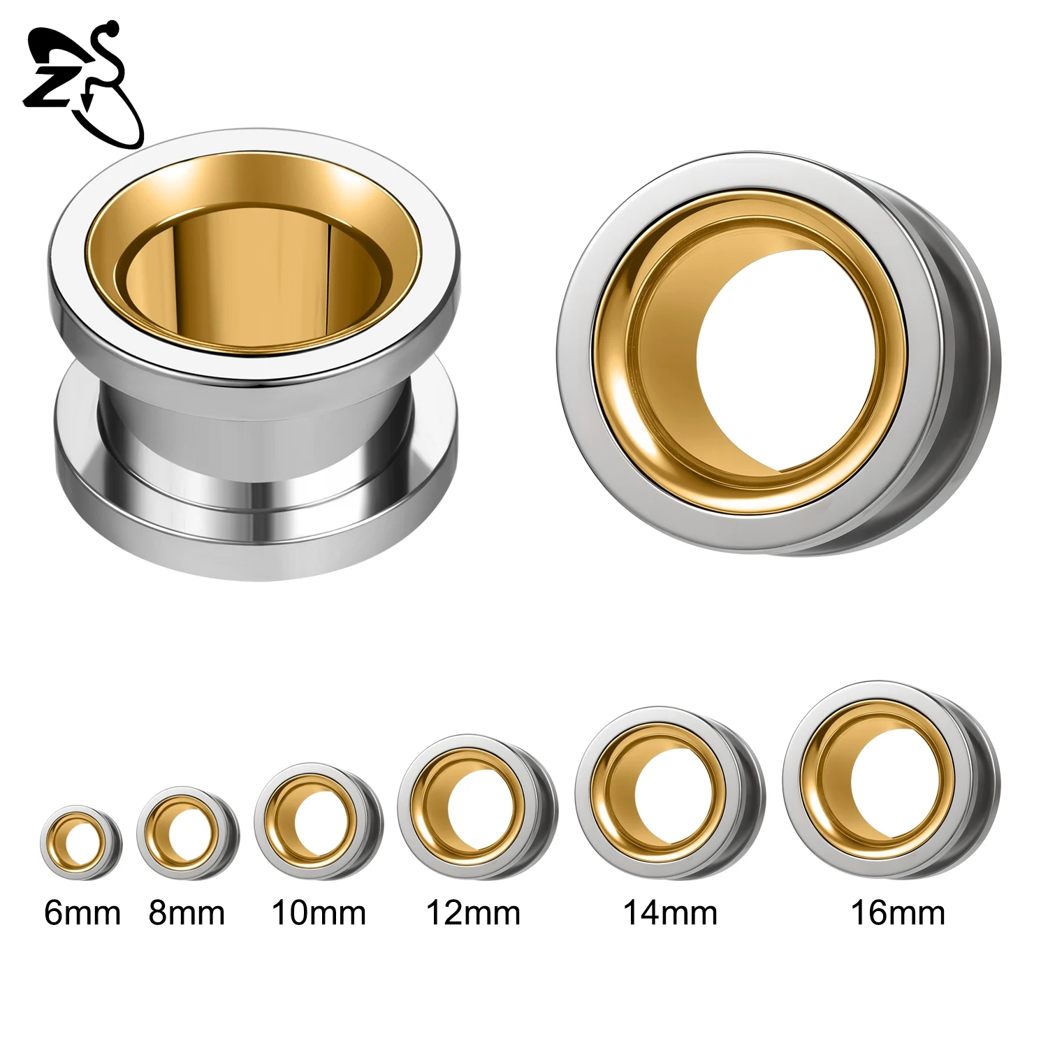 ZS Stainless Steel Ear Plug and Tunnel Set