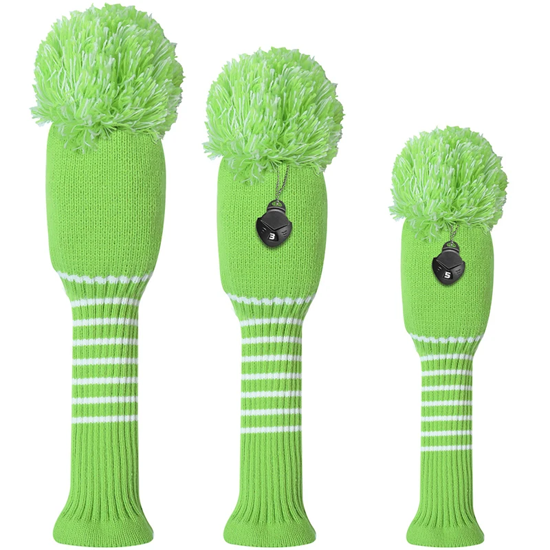 

3Pcs/set Knitted Golfing Club Head Covers Driver Headcover Golfing Wood Head Covers Golfing Club Protective Accessories