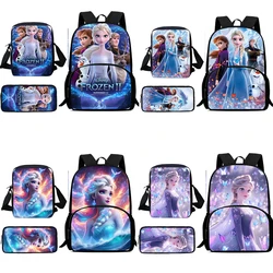 3Pcs Set Frozen Princess Elsa Child Backpacks Shoulder Bag Pencil Case Pupil Large Capacity School Bags for Boys Girls Best Gift