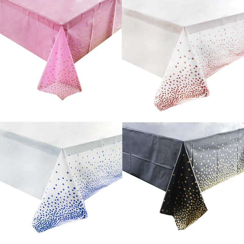 1pc Blue/Black/Rose Gold Color Rectangular Disposable Tablecloths Table Cloth for Birthday Baby Shower Party Decor Table Cover