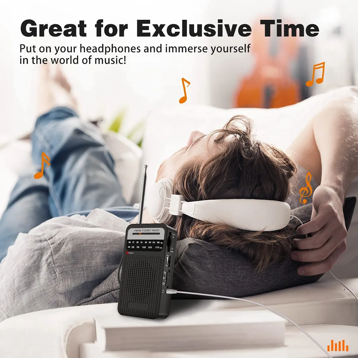 Excellent! AM FM Pocket Radio, Transistor Radio with Loudspeaker, Headphone Jack, Portable Radio for Indoor, Outdoor Use