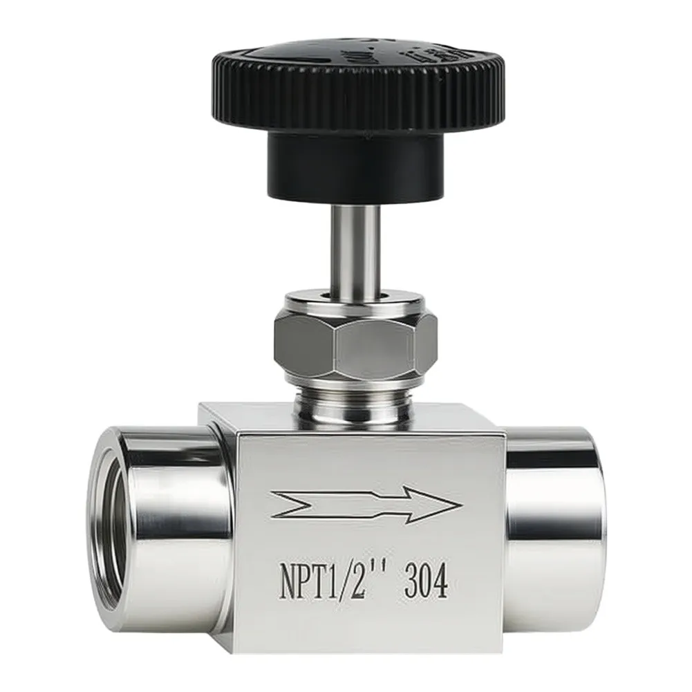 304 Stainless Steel Needle Valve with 12 Inch NPT Internal Threads for Laboratory Maintenance and Pipeline Flow Control