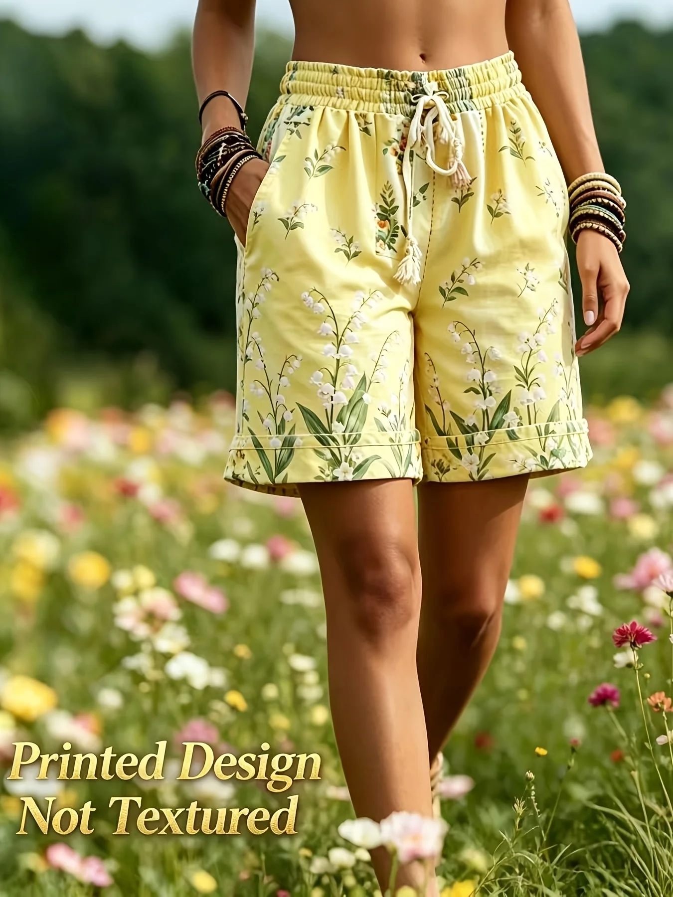 Shorts pour femmes de style bohème imprimé vintage printemps-été/pour les vacances/les escapades en bord de mer/style décontracté/tissu respirant et confortable/pour la prairie/le désert/le camping/les fêtes/le quotidien/les sorties décontractées/adaptable à de multiples scénarios